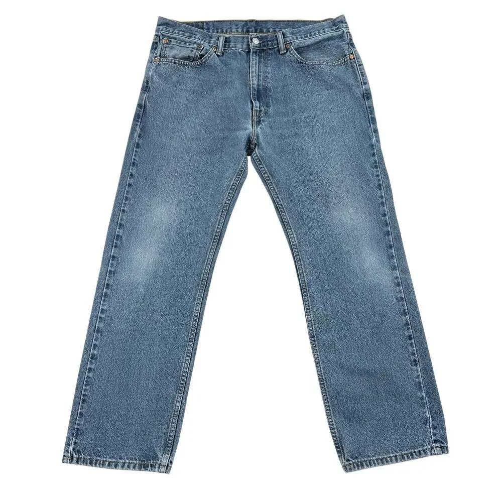 Levi's 505 Straight Leg Jeans 36 x 30 Medium Wash Blue Cotton Denim 90s Vibes